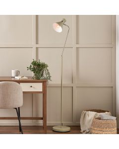 Benedict Sage and Brushed Silver Metal Floor Lamp