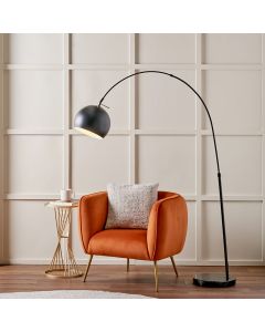 Feliciani Matt Black Metal and Black Marble Floor Lamp