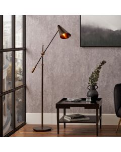 Emiliano Antique Bronze and Antique Brass Adjustable Task Floor Lamp