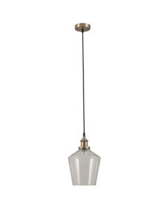 Emmanuelle Antique Brass Metal and Clear Glass Pendant
