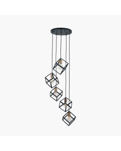 Alessio Matt Black Metal 5 Cube Pendant