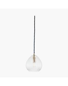 Ella Clear Ribbed Glass Teardrop Pendant