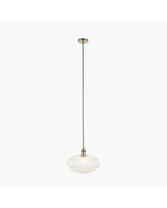 Abigail Clear Ribbed Glass Oval Pendant