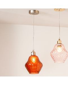 Lisbon Orange Optic Diamond Glass Pendant