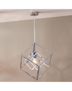 Alessio Shiny Nickel Metal Cube Pendant