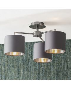 Elin Brushed Silver and Steel Grey 3 Light Pendant