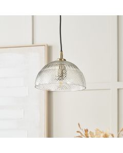 Giselle Diamond Design Clear Handcut Glass Dome Pendant