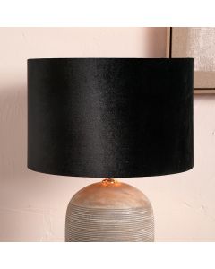 Bow 40cm Black Velvet Cylinder Lampshade