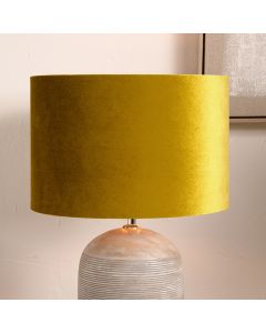 Bow 25cm Mustard Velvet Cylinder Lampshade