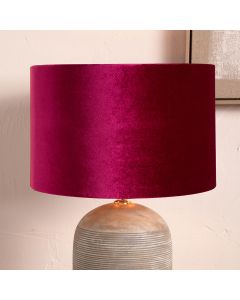 Bow 30cm Raspberry Velvet Cylinder Lampshade