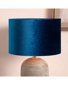 Bow 45cm Sapphire Velvet Cylinder Lampshade