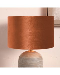Bow 30cm Tobacco Velvet Cylinder Lampshade