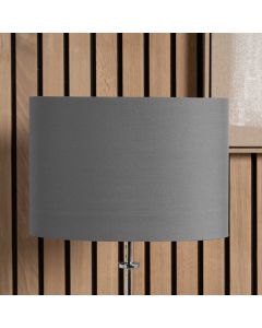 Mia 40cm Steel Grey Oval Cotton Mix Lampshade