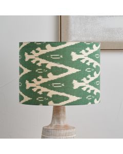 Lars 35cm Racing Green Ikat Patterned Cylinder Lampshade