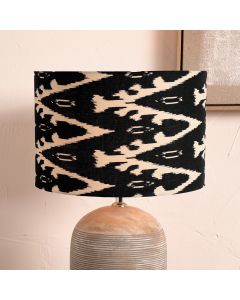 Lars 40cm Black Ikat Patterned Cylinder Shade