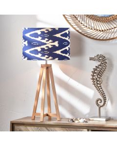 Lars 30cm Ocean Blue Ikat Patterned Cylinder Shade