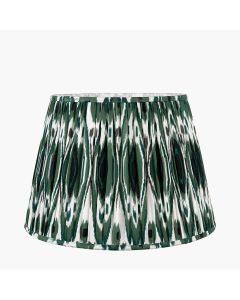 Izara 35cm Racing Green Ikat Patterned Mushroom Pleat Tapered Lampshade
