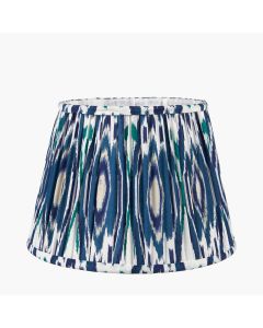 Izara 40cm Ocean Blue Ikat Patterned Mushroom Pleat Tapered Lampshade