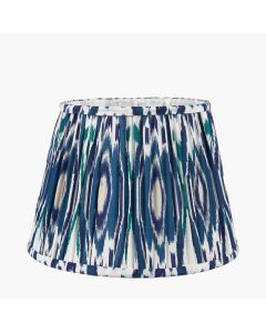 Izara 45cm Ocean Blue Ikat Patterned Mushroom Pleat Tapered Shade