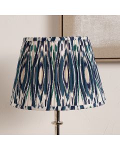 Izara 35cm Ocean Blue Ikat Patterned Mushroom Pleat Tapered Lampshade