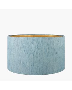 Stellan 35cm Duck Egg Slubbed Silk Mix Gold Lined Cylinder Lampshade