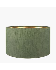 Stellan 40cm Green Slubbed Silk Mix Gold Lined Cylinder Lampshade