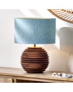 Stellan 30cm Duck Egg Slubbed Silk Mix Gold Lined Cylinder Lampshade
