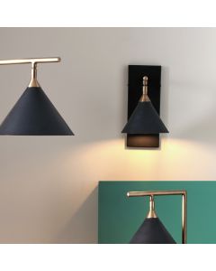 Zeta Matt Black and Antique Brass Wall Light