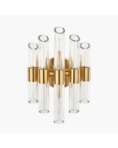 Brielle Clear Glass and Antique Brass 2 Wall Light