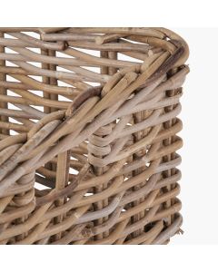 Set of 4 Grey Kubu Rattan Rectangular Storage Trays