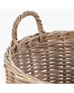 Grey Kubu Rattan Tall Round Storage Basket