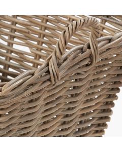 Grey Kubu Rattan Rectangular Storage Basket Large