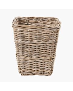 Grey Kubu Rattan Square Waste Paper Bin