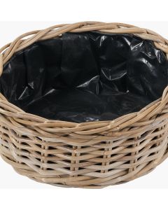 Set of 3 Indoor Outdoor Grey Kubu Rattan Round Basket Planters