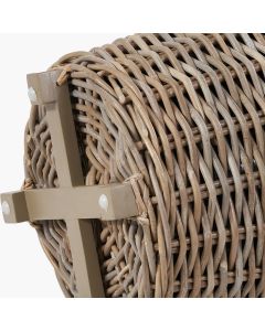 Indoor Outdoor Grey Kubu Rattan Round Basket Planter with Handles