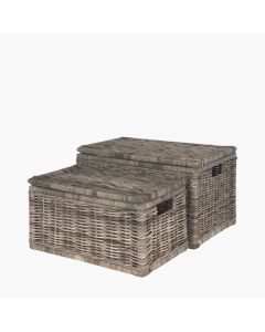 S/2 Grey Kubu Rectangular Basket Chests