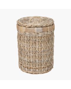 Brown Rattan Round Linen Basket