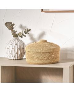 Seagrass Natural Lidded Round Basket