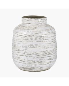 Alina White Stoneware Dot Design Vase