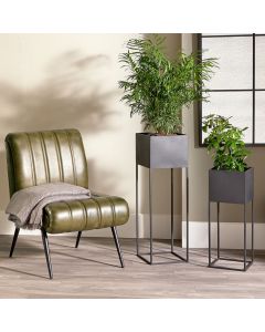 Set of 2 Graphite Metal Planters