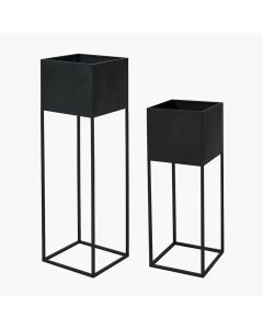 Set of 2 Graphite Metal Planters