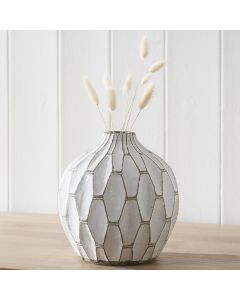 Gaudi White Stoneware Geometric Design Vase