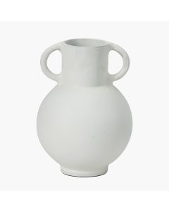 White Metal Vase with Handles