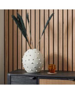 White Metal Vase with Bobbles