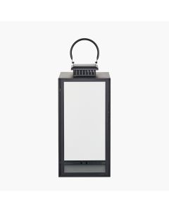 Black Stainless Steel and Glass Large Rectangular Lantern