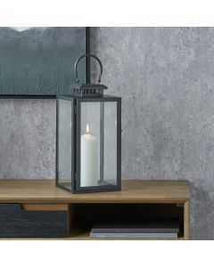 Black Stainless Steel and Glass Medium Rectangular Lantern