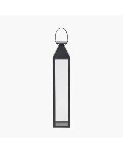 Black Stainless Steel and Glass Large Tall Lantern