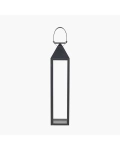 Black Stainless Steel and Glass Medium Tall Lantern