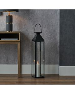 Black Stainless Steel and Glass Medium Tall Lantern