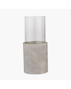 Stone Grey Metal and Clear Glass Hurricane